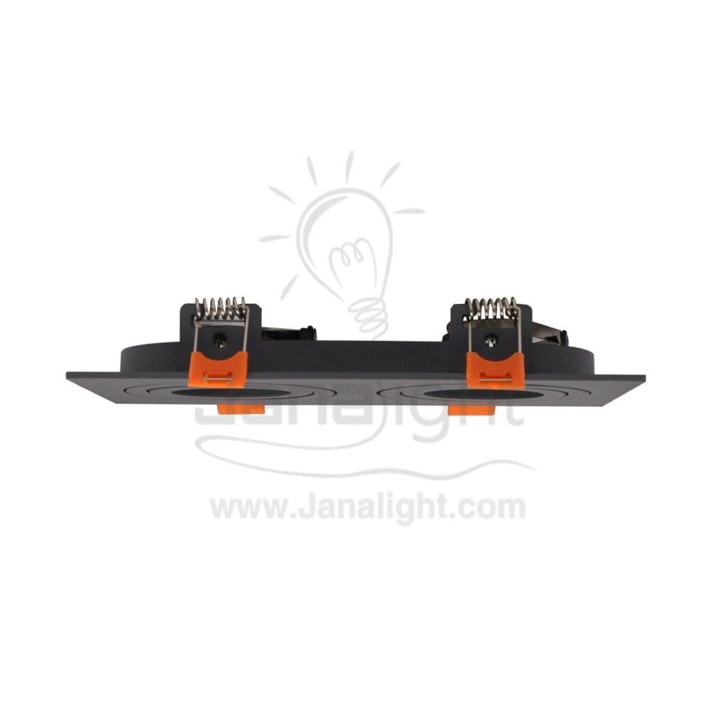 جسم سبوت لايت 2 عين مربع فلات رمادي فاتح Double Square Flat Light Grey SpotLight Frame