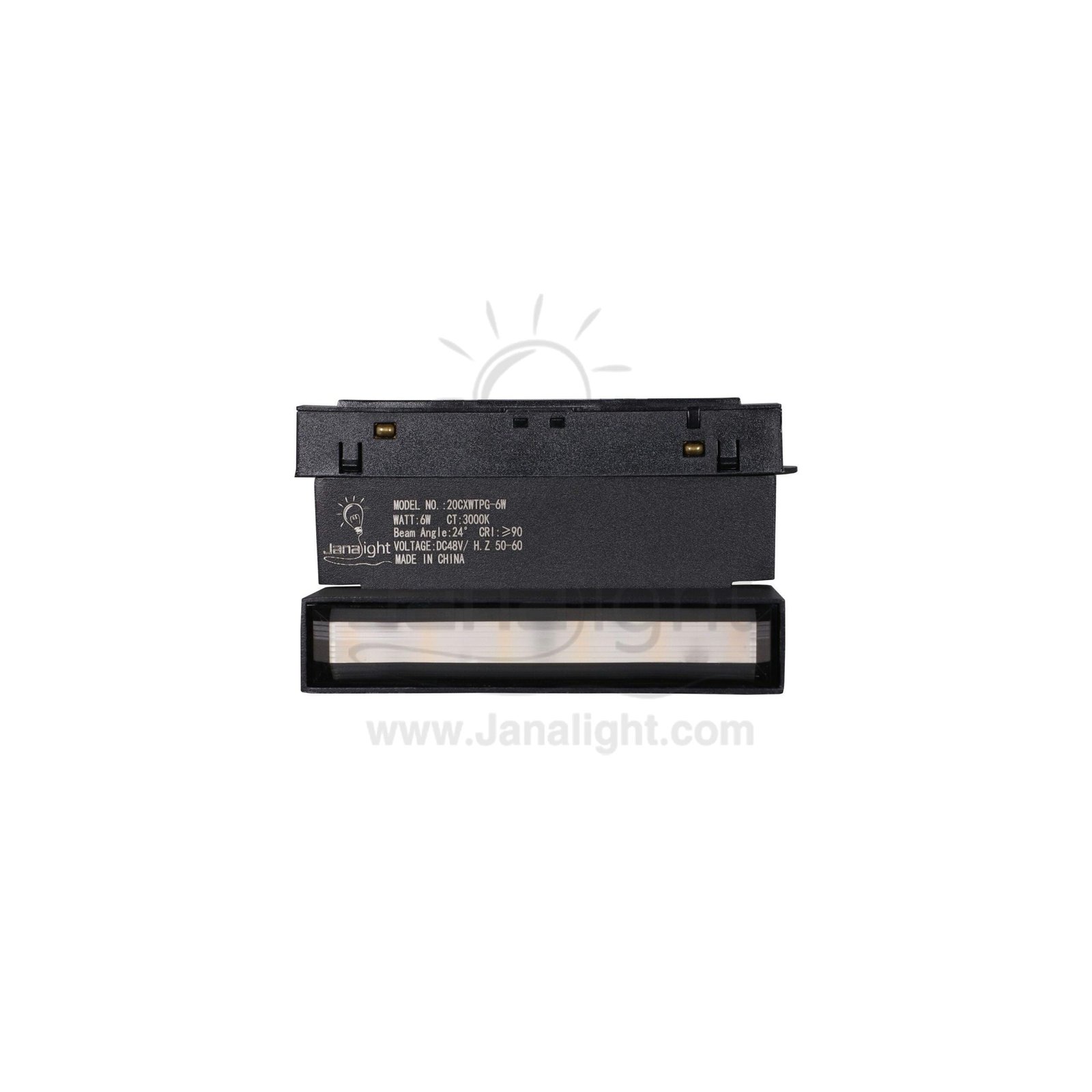 كشاف تراك لايت ماجنتك اسود مستطيل متحرك مسنفر 6وات جنى لايت JN-741 وورم V-DC48 11.5 سم LED magnetic track moving 6 watt black warm