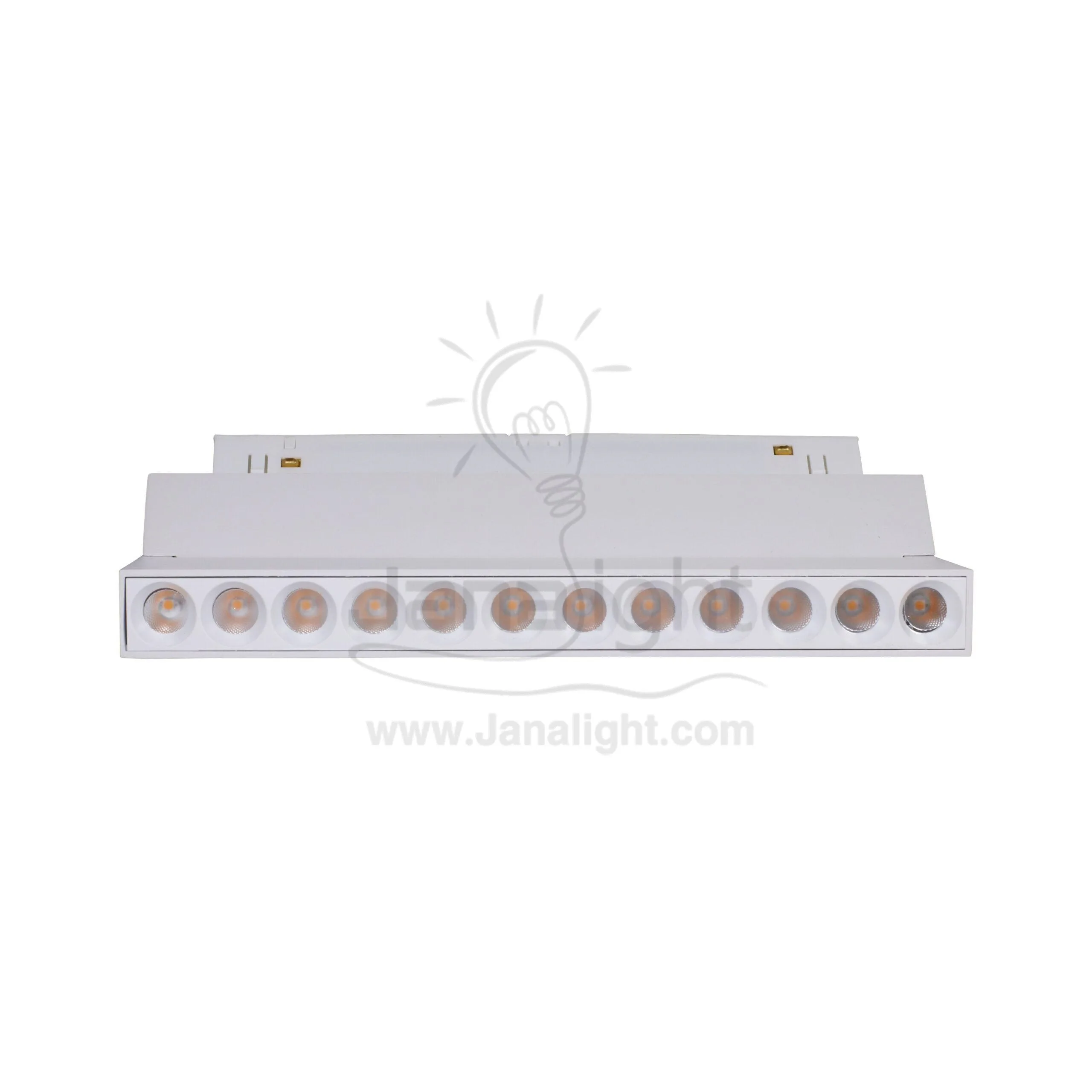 كشاف تراك لايت ماجنتك ابيض مستطيل 12عدسة 12 وات 23سم وورم Fn 706 جنى لايت Led Magnetic Track Light Linear 12 Watt White Warm