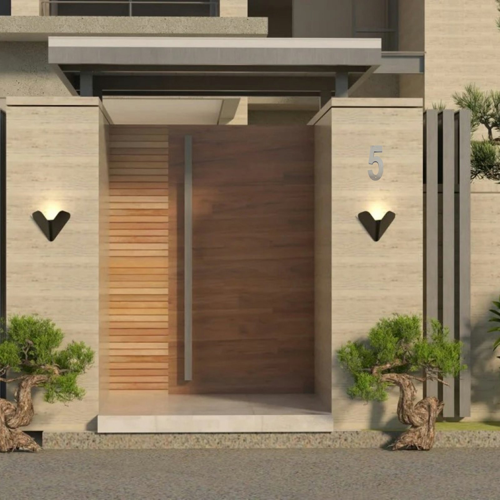 ارقام فيلات ستانلس لون فضي طول ١٥سم رقم خمسة Stainless steel villa number silver color 15 cm length number 5
