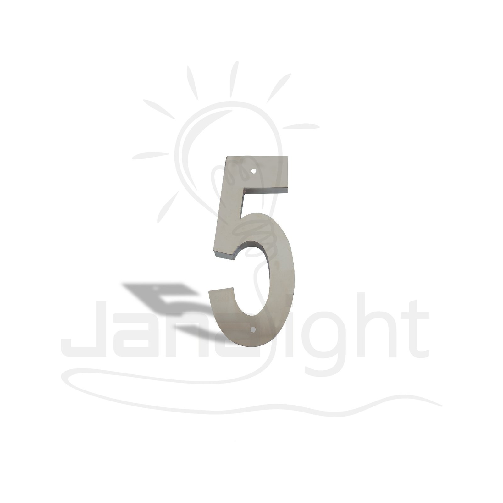 ارقام فيلات ستانلس لون فضي طول ١٥سم رقم خمسة Stainless steel villa number silver color 15 cm length number 5