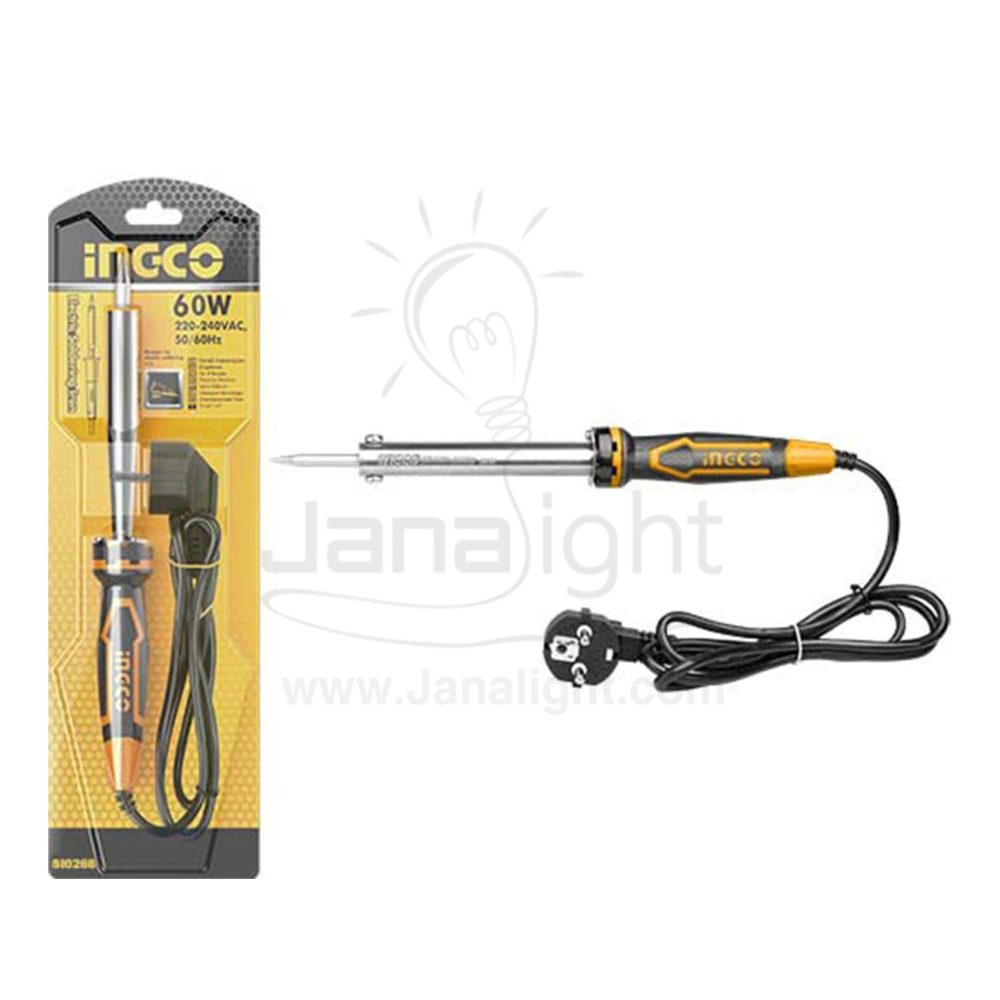 مكوة لحام قصدير نحاس 60 وات SI0268 انكو Ingco SI0268 Electric Soldering Iron With Steel Holder 60 watt