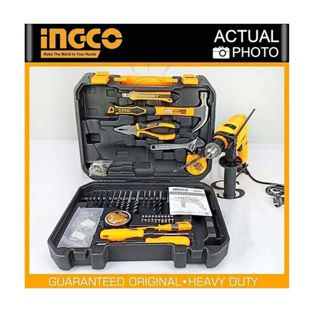 كيت شنيور 680 وات و طقم عدة 115 قطعة اسود اصفر HKTH11151 انكو Ingco Injco Bag with Junior 680W, HKTHP11151,115 Piece