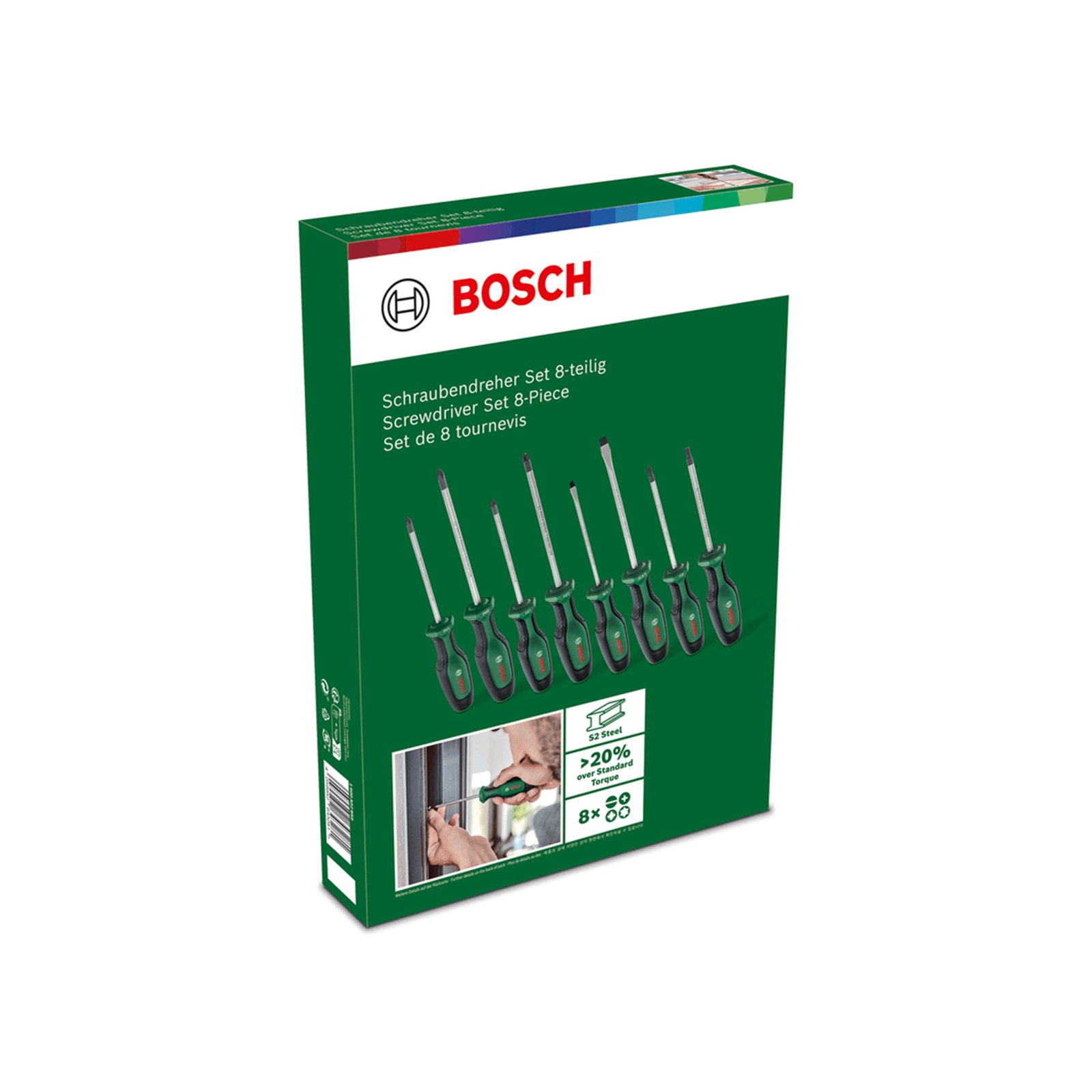 بوش BOSCH طقم مفكات صليبة 8 قطع بوش 1600A02BX8 Screwdriver Set 8-Piece