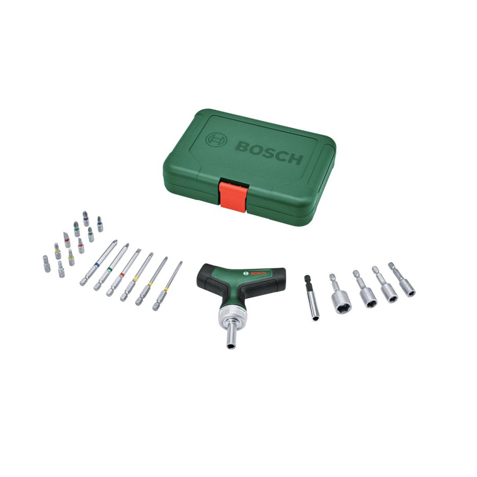 1600A02Z9T BOSCH مجموعة مفكات براغي بوش 22 قطعة بمقبض على شكل حرف T Bosch T-Handle Screwdriver Set 22 Pieces-1600A02Z9T
