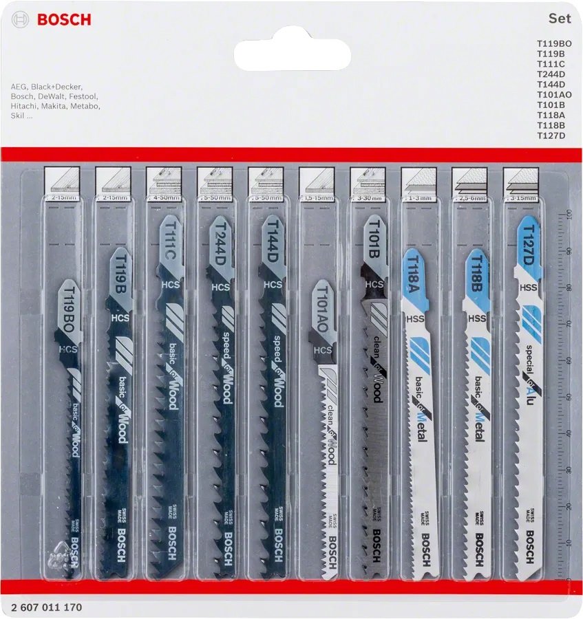 سلاح منشار اركيت للخشب قطعيه دائريه و خشنه 10 قطع P2608.630.058 بوش Bosch T 244 D "Speed for Wood" Jigsaw Blades,10 pcs — Fast Curved Cuts in Wood