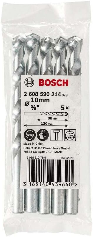 بنطه كعب سليندر للطوب 10 مم 5 قطع P2608.590.214 بوش Cylinder shank masonry drill bit 10mm 5-piece P2608.590.214 Bosch