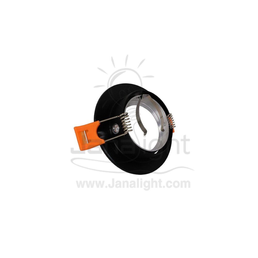 سبوت مدور اسود مقشش فارغ المنيوم جنى لايت JN-1109 XK recessed pivoting black striate round frame spotlight 7.5 cm