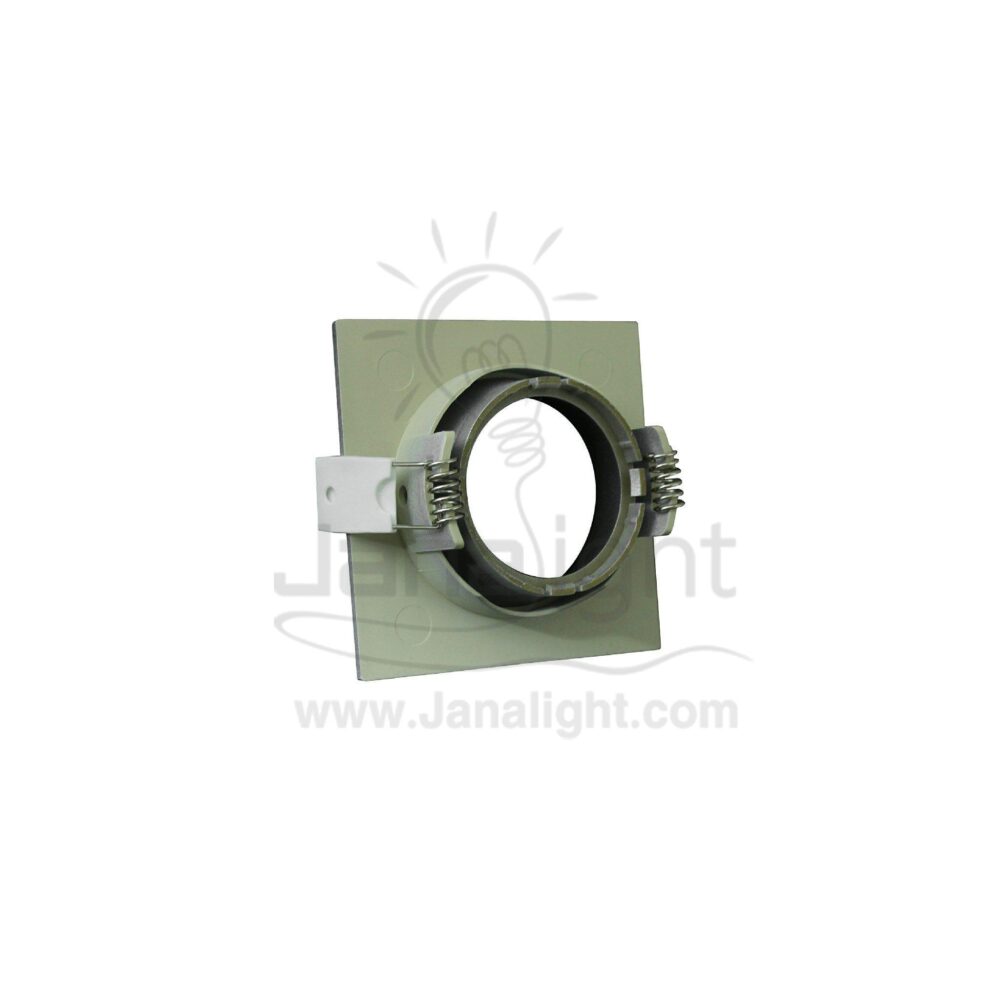 سبوت مربع فارغ بلاستك متحرك فضي مط بريق BQ 02 - 12 pivoting square recessed frame silver spotlight 9 cm