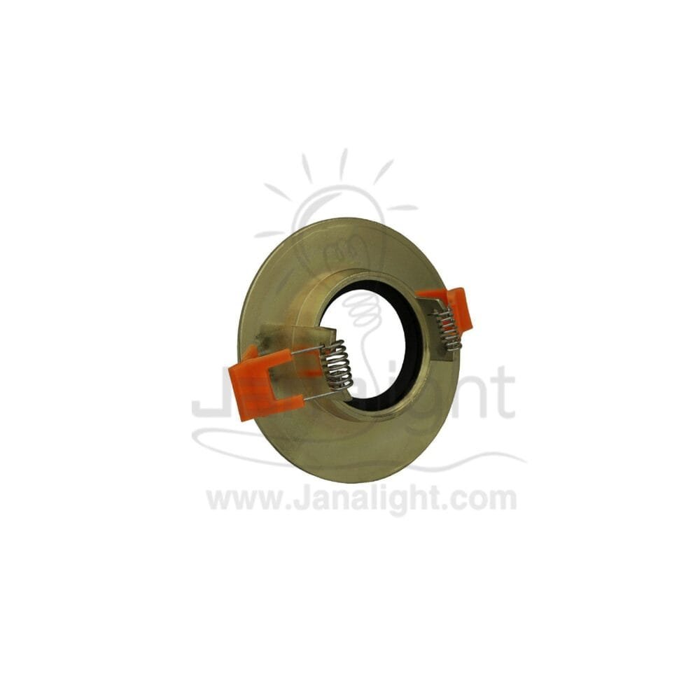 سبوت لايت فارغ 6 سم مدور ذهبي لامع حلق اسود Round Shiny Gold 6 SpotLight Frame with Black ring
