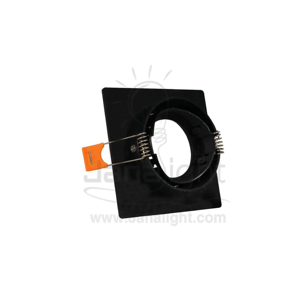 سبوت فارغ 7.5 مربع بلاستك اسود x اسود مدرج جنى لايت pivoting black & black plastic recessed frame spotlight 9cm