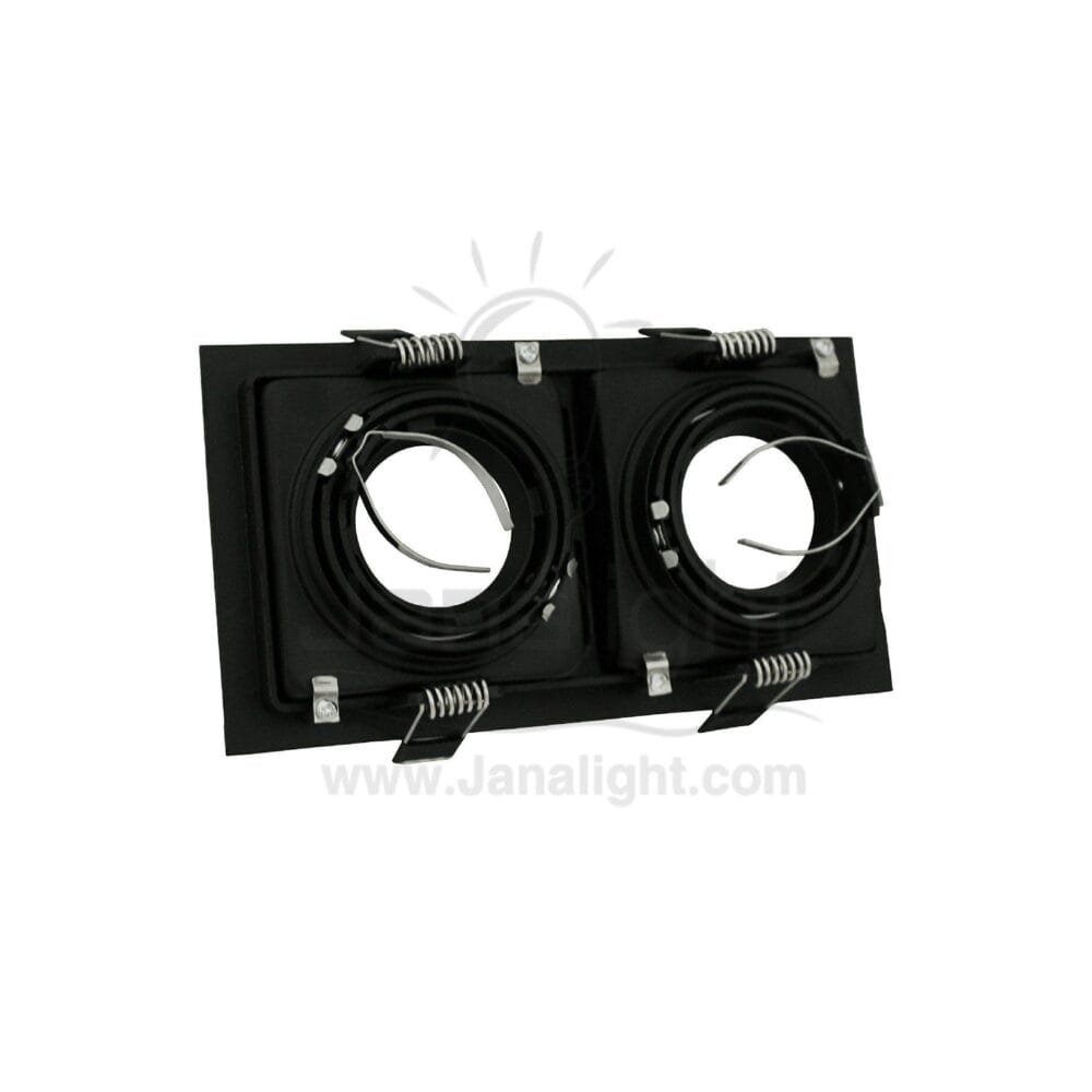 جسم سبوت لايت 2عين ميتال مربع غاطس اسود سادة Double Square Metallic Black SpotLight Frame