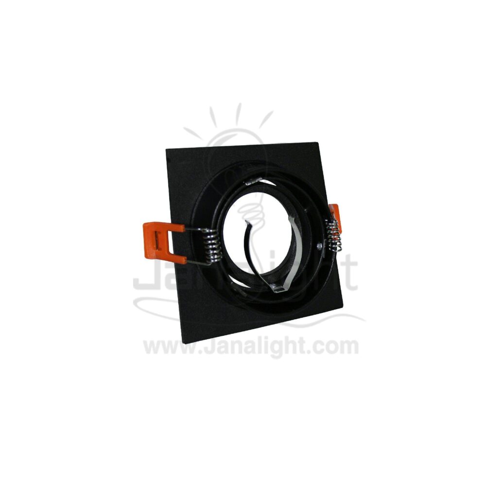 جسم سبوت لايت 1 عين مربع فلات اسود جنى لايت Single Square Flat Black JANALIGHT SpotLight Frame