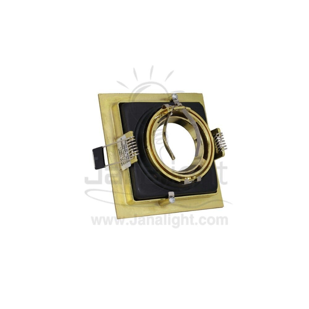 جسم سبوت لايت 1 عين ميتال مربع غاطس ذهبي لامع اسود Single Square Metallic Shiny Gold/Black SpotLight Frame