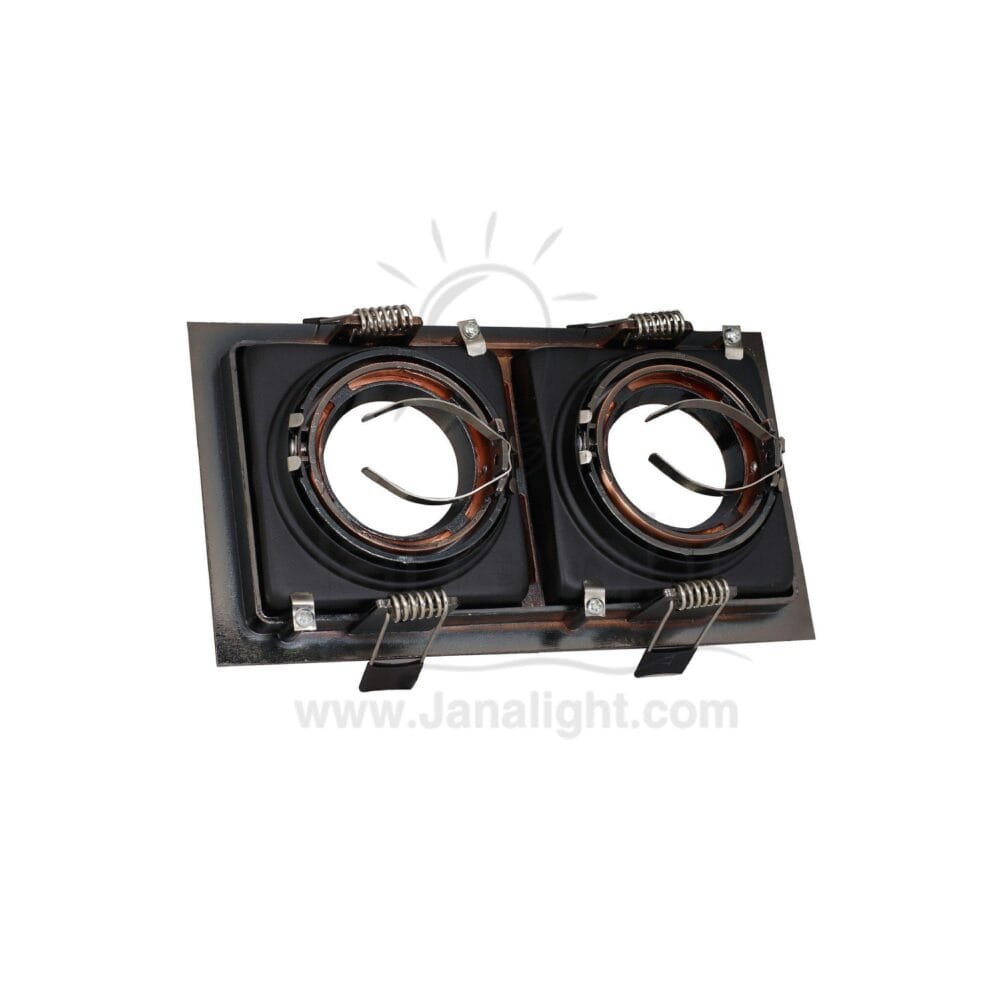 جسم سبوت لايت 2 عين ميتال مربع غاطس نحاسي اسود Double Square Metallic Copper/Black SpotLight Frame