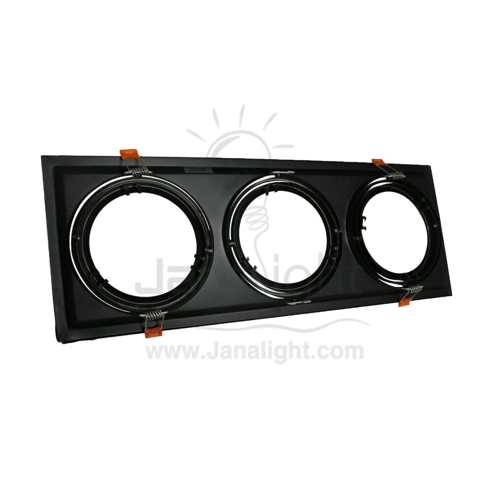 جسم سبوت لايت فارغ 3عين اسود كبير Triple Large Square Black SpotLight Frame