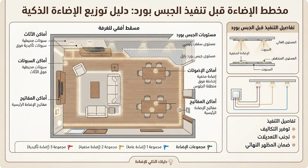 توزيع السبوت لايت في الجبس بورد