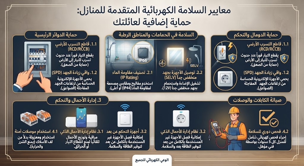 معايير السلامة الكهربائية للمنازل: دليلك لحماية البيت والأسرة 2 معايير السلامة الكهربائية للمنازل