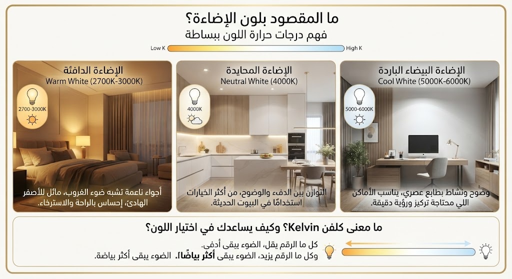 أفضل لون إضاءة للمنزل: الدليل الشامل لاختيار الإضاءة المناسبة لكل غرفة 3 أفضل لون إضاءة للمنزل
