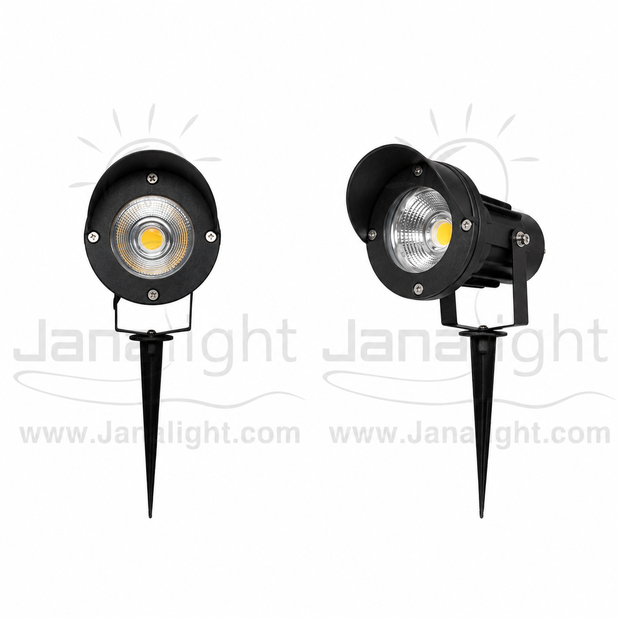 سبوت حربة 15 وات COB شريحة كاب اسود وورم جنى لايت Outdoor black spotlight spike for gardens COB 15W