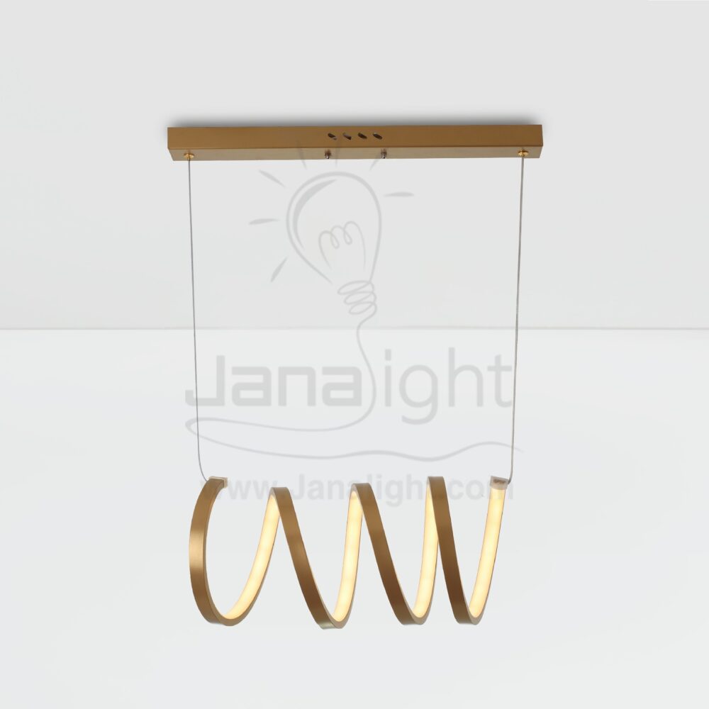 دلاية ليد عرضية حلزونية الشكل Modern luminaire hanglamp ceiling pendant led gold horizontal spiral shape