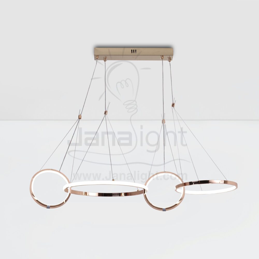 دلاية ليد اربعة دوائر متداخلة ذهبي Modern luminaire hanglamp ceiling led 4 circle gold