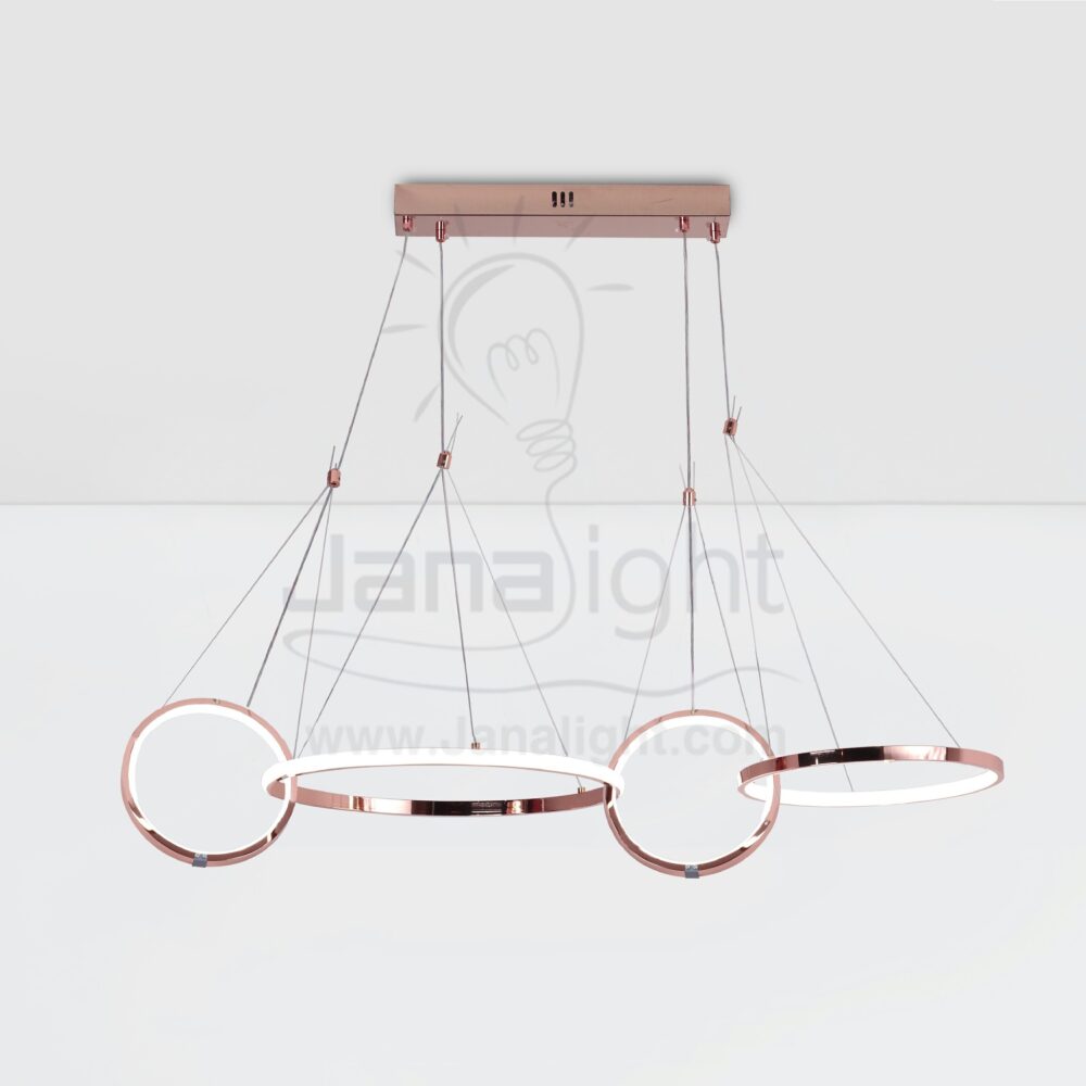 دلاية ليد اربعة دوائر متداخل نحاسي Modern luminaire hanglamp ceiling led 4 circle