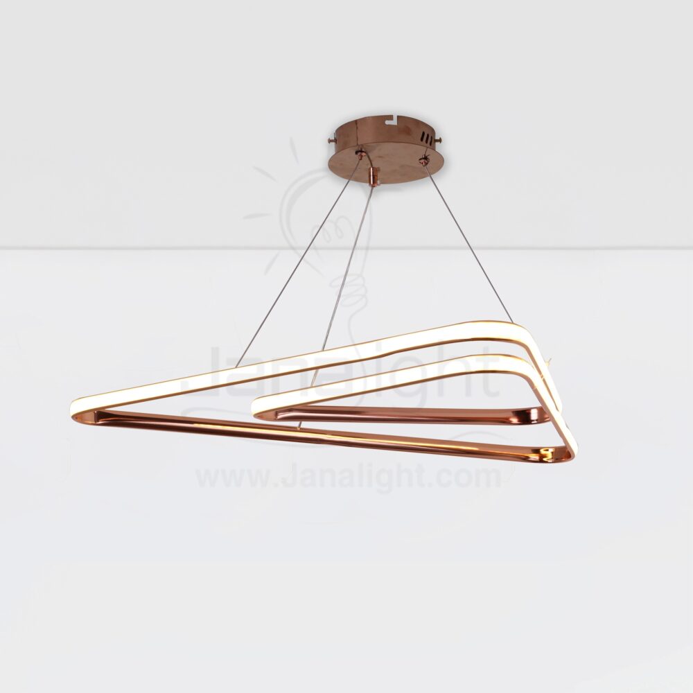 دلاية ليد شكل مثلث كبير وصغير متصل نحاسي Modern luminaire hanglamp ceiling led 2 triangular shape copper