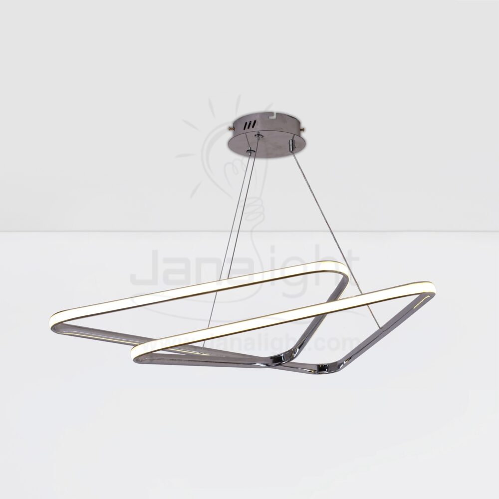 دلاية ليد شكل مثلث كبير وصغير متصل فضي Modern luminaire hanglamp ceiling led 2 triangular shape silver