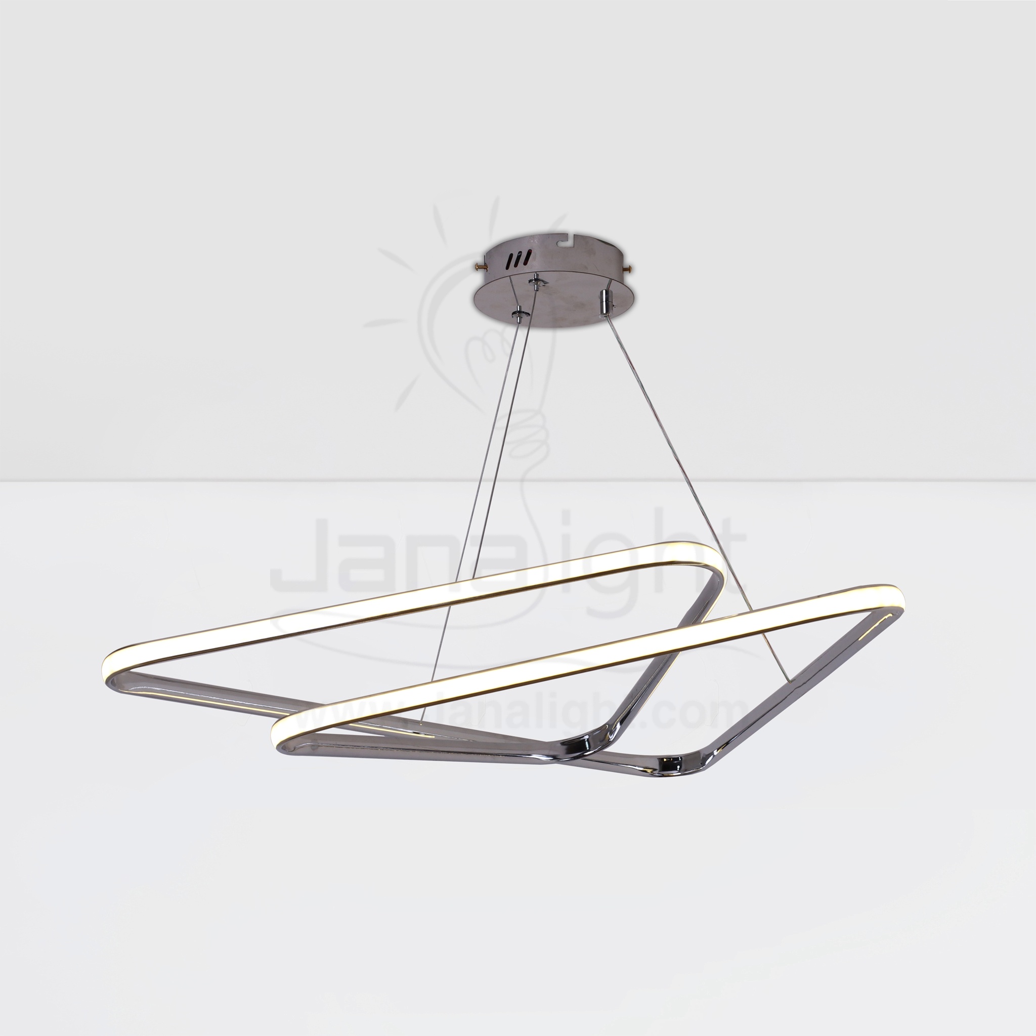 دلاية ليد شكل مثلث كبير وصغير متصل فضي Modern Luminaire Hanglamp Ceiling Led 2 Triangular Shape Silver