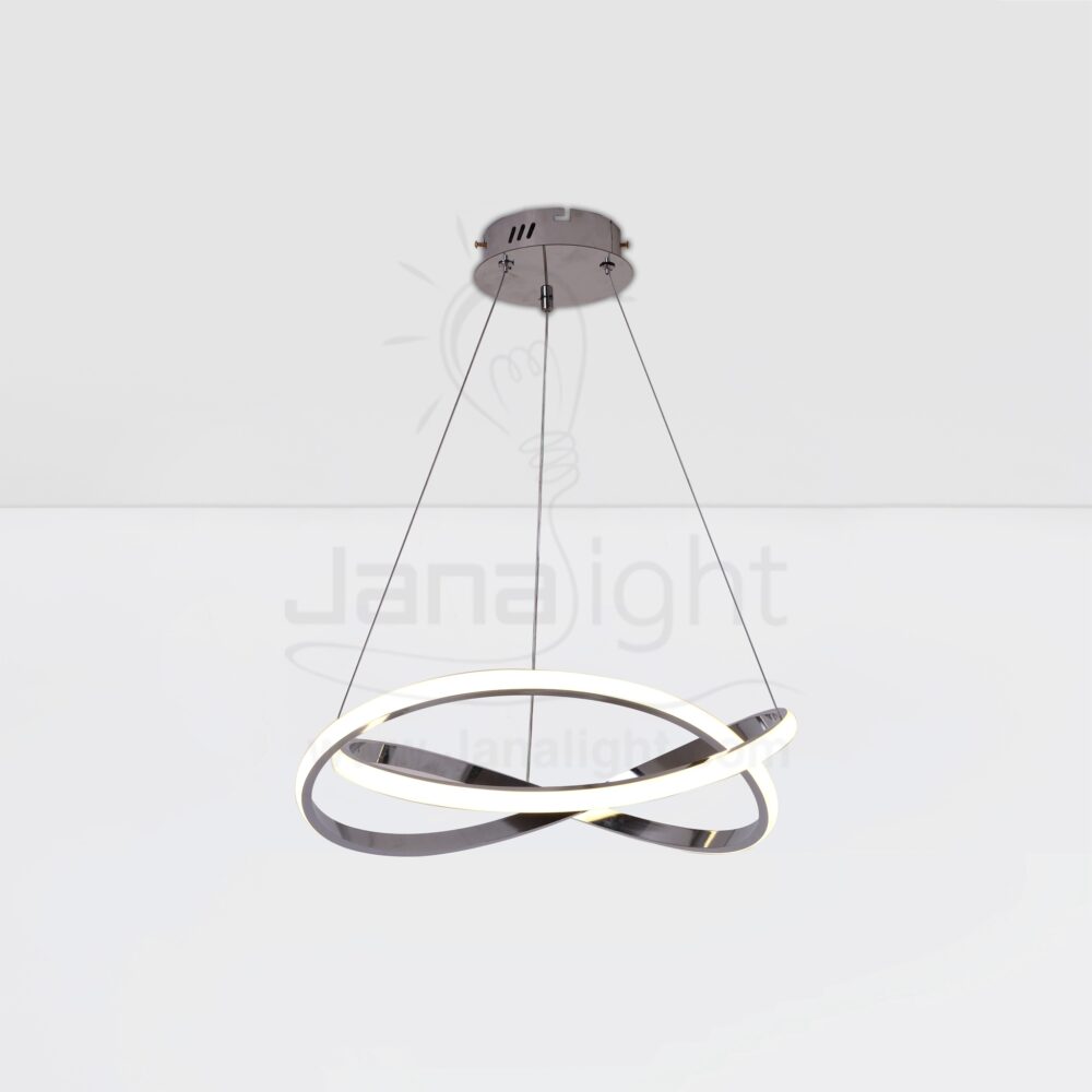 دلاية ليد حلقة ثنائية متصل مدورة الشكل Modern luminaire hanglamp ceiling led 2 overlapped circle silver