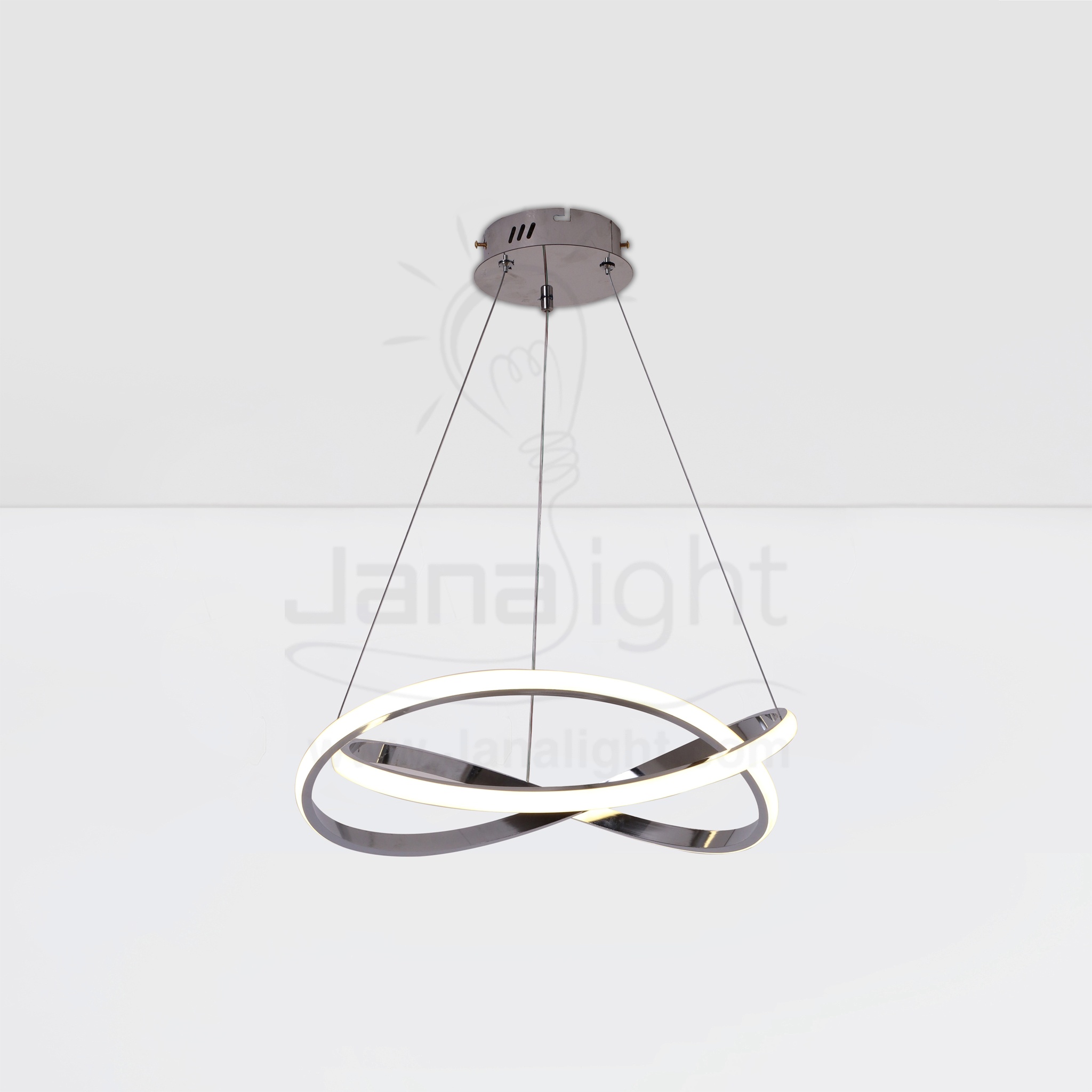 دلاية ليد حلقة ثنائية متصل مدورة الشكل Modern Luminaire Hanglamp Ceiling Led 2 Overlapped Circle Silver