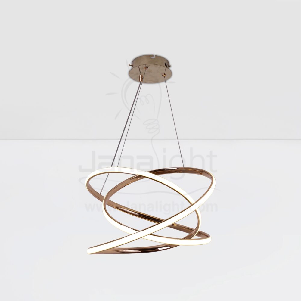 دلاية ليد حلقات ثلاثية متصل مدورة الشكل Modern luminaire hanglamp ceiling led 3 overlapped circle gold