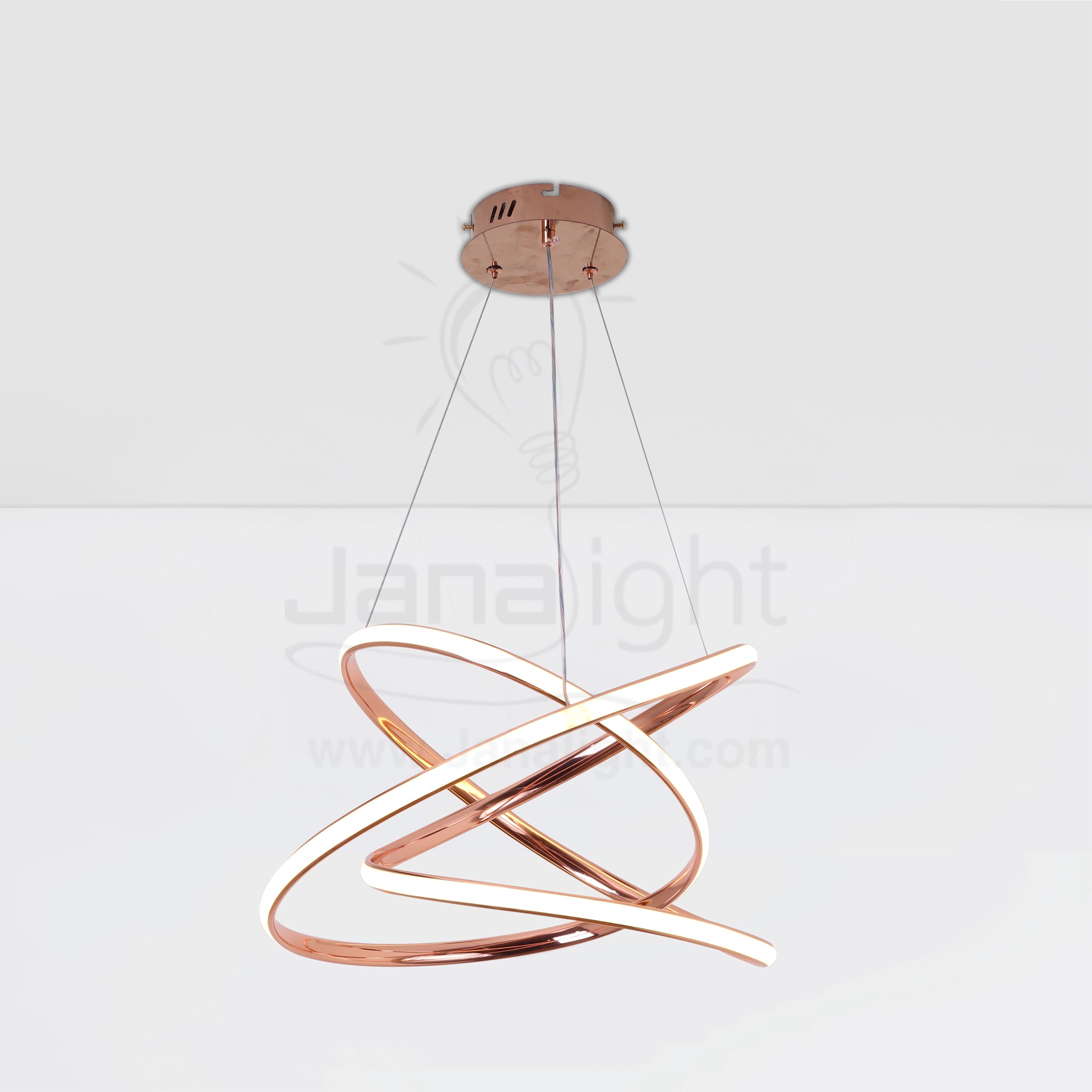 دلاية ليد حلقات ثلاثية متصل مدورة الشكل Modern luminaire hanglamp ceiling led 3 overlapped circle copper