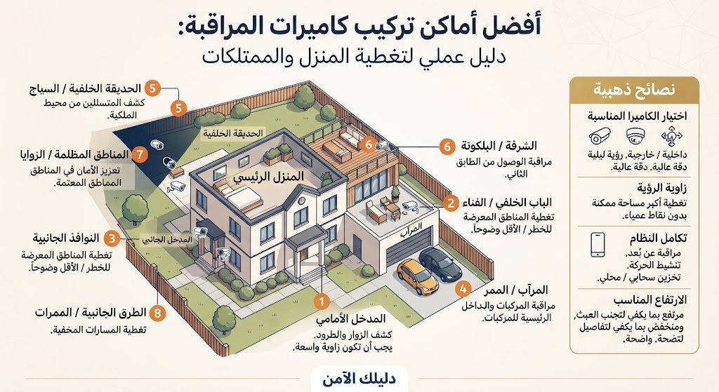 أفضل أماكن تركيب كاميرات المراقبة