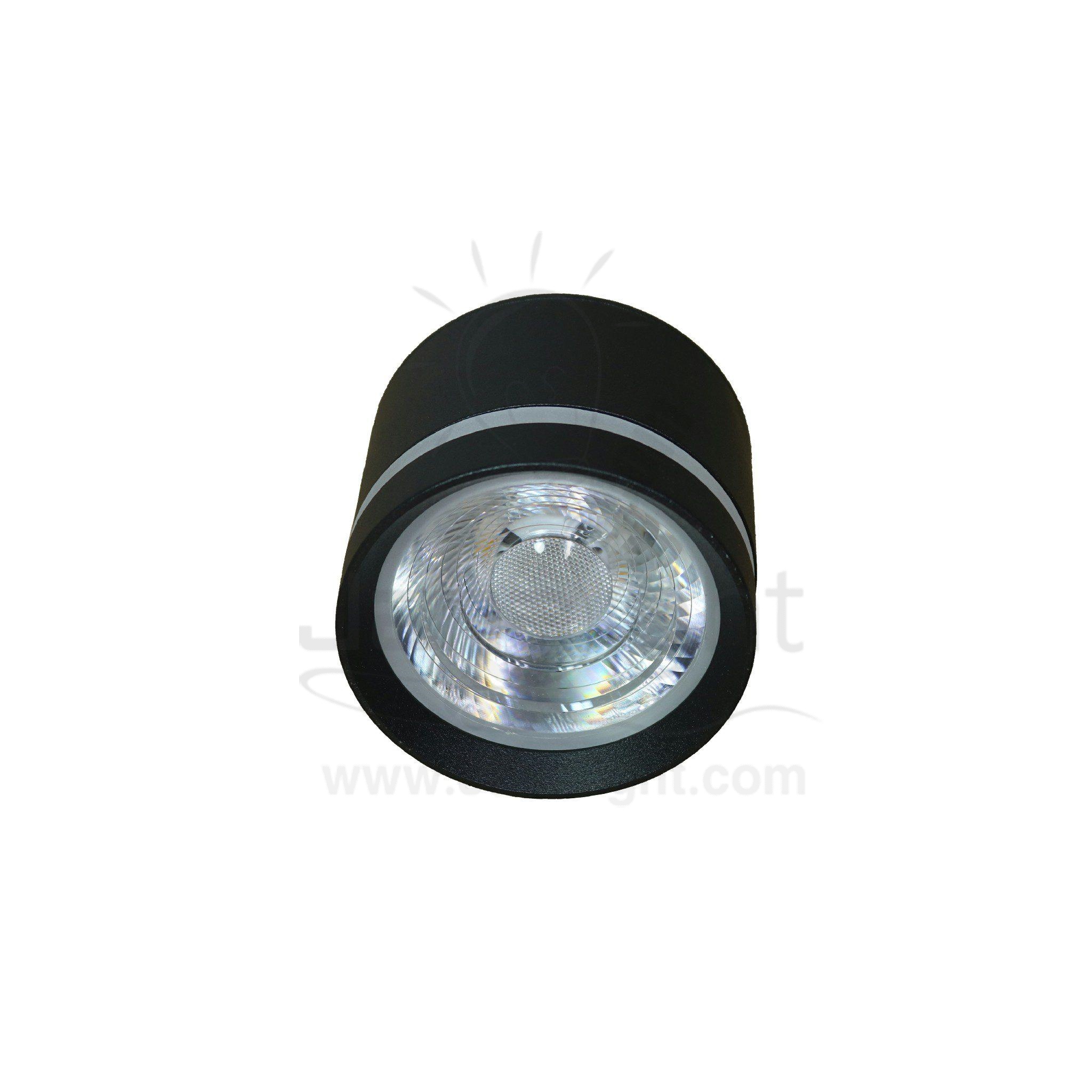 سبوت لايت سلندر 10وات اسود وورم طرف اكرليك قصير cylinder spotlight 10 watt black warm short acrylic ring light 563