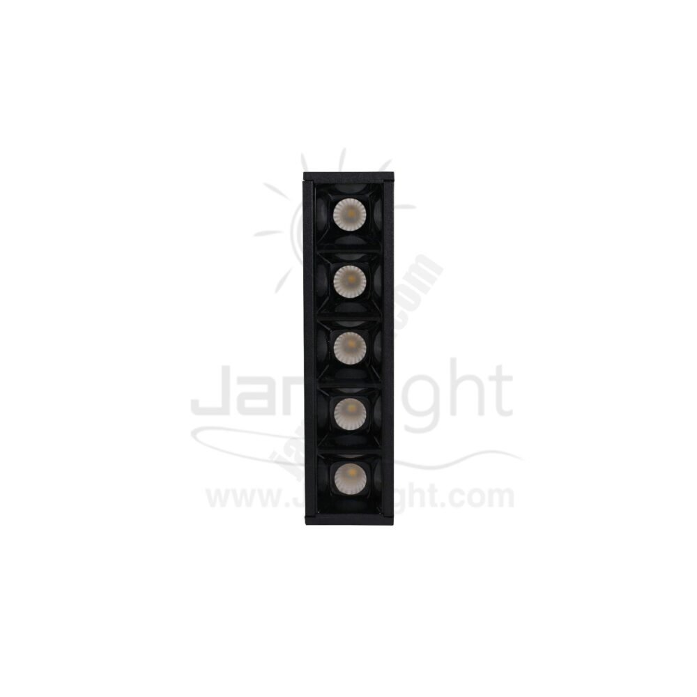 سبوت تراك لينر اسود وورم مستطيل 5 عدسة 10وات Black Warm Rectangle 5 Lenses 10 Watt Linear Track Light Spot.