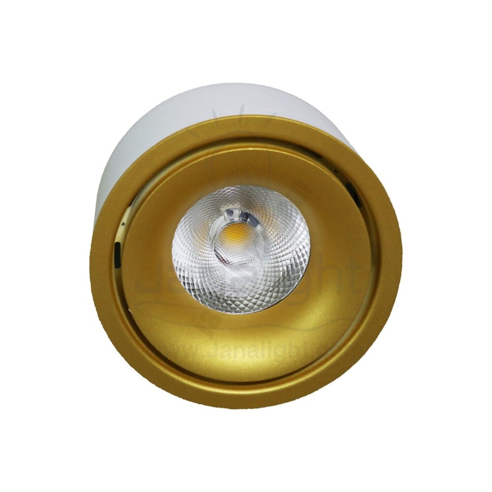 سبوت لايت سلندر 12 وات ابيض وش ذهبي انارة وورم متحرك white cylinder spotlight rotatable 12 watt gold face