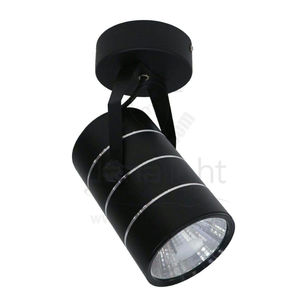 سبوت لايت سلندر متحرك 10 وات COB اسود وورم black cylinder spotlight rotatable 10 watt warm COB