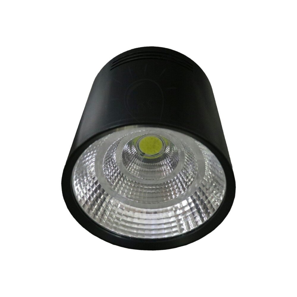 سبوت لايت سلندر 12وات COB مدور اسود ابيض صغير black round cylinder spotlight 12 watt small white COB