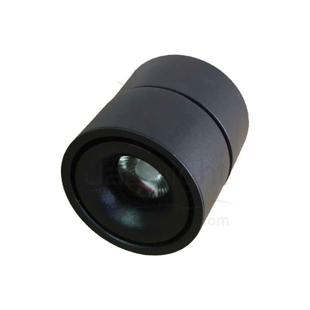 سبوت لايت سلندر 12 وات اسود سادة انارة وورم متحرك black cylinder spotlight rotatable 12 watt light warm