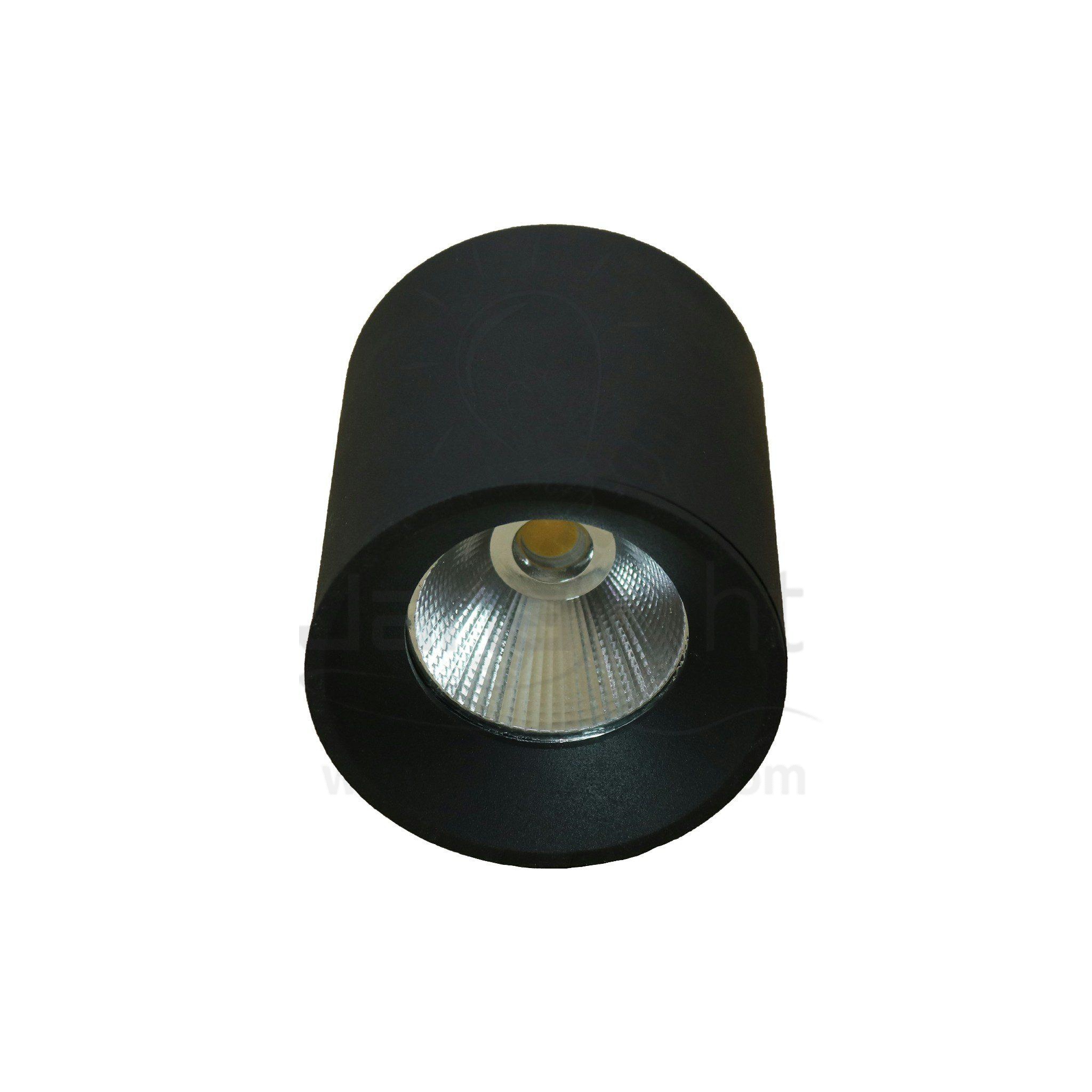 سبوت لايت سلندر 10 وات مدور اسود خارجي COB ايميكا black round cylinder spotlight prominent 10 watt emeca COB
