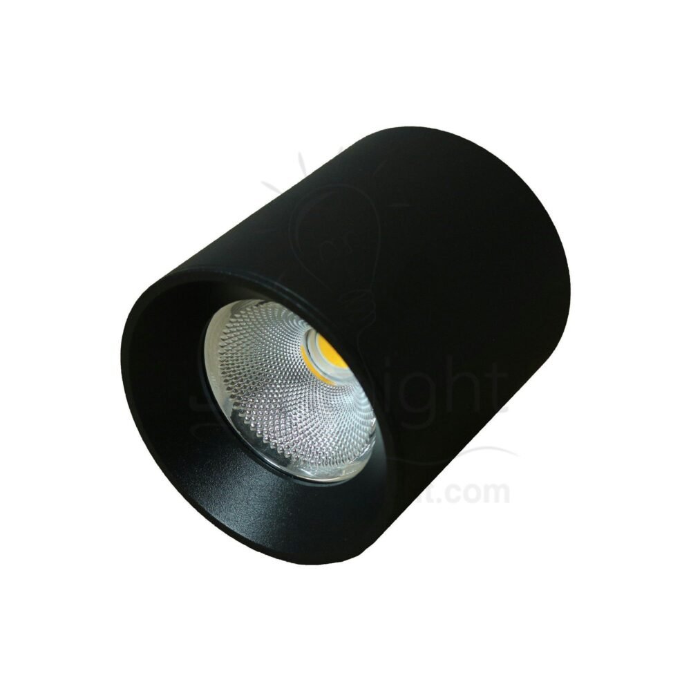 سبوت لايت سلندر 15 وات مدور اسود خارجي COB ايميكا black round cylinder spotlight prominent 15 watt emeca COB