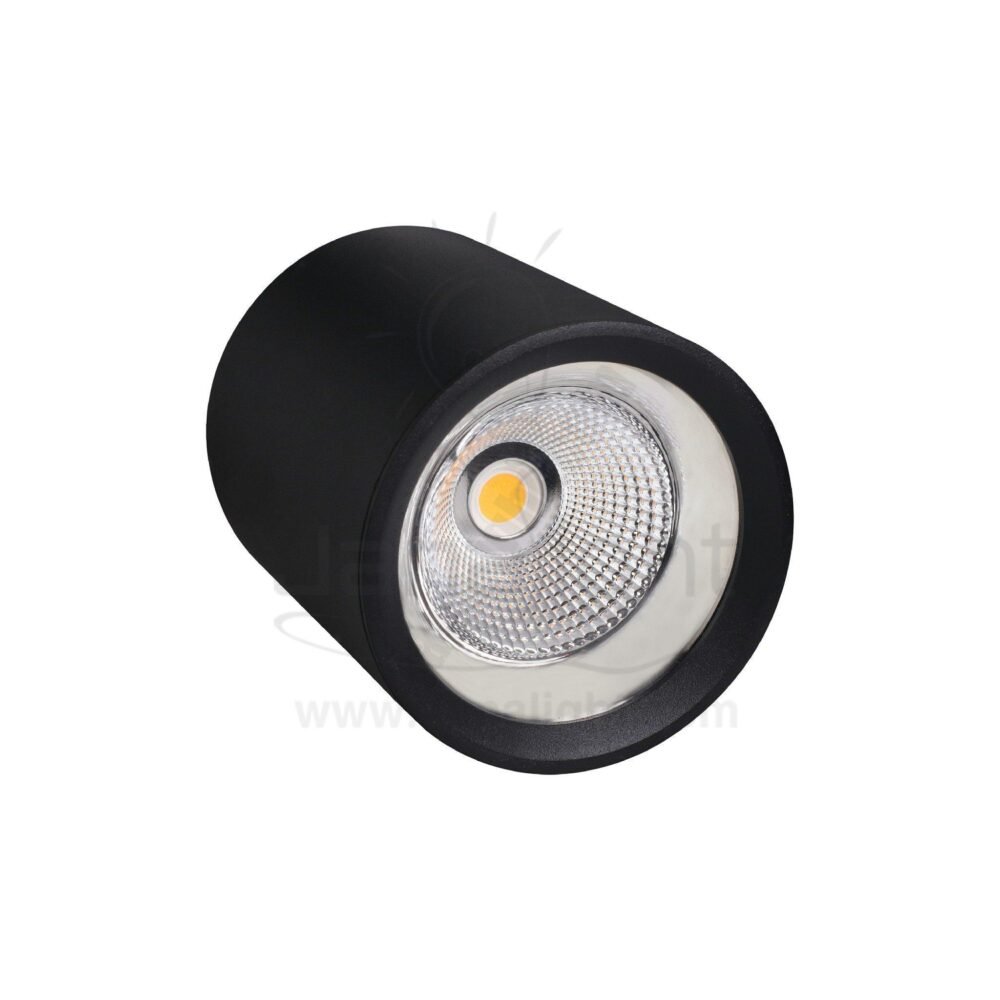 سبوت لايت سلندر ايميكا 30 وات مدور اسود خارجي COB جنى لايت black round cylinder spotlight prominent 30 watt emeca COB jana light
