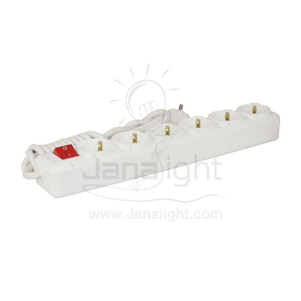 مشترك تركي 6 عين 16 امبير بسلك 2 متر بمفتاحTurkish multi socket plug 6 socket outlet 16 A with 2 meter cabled with a key