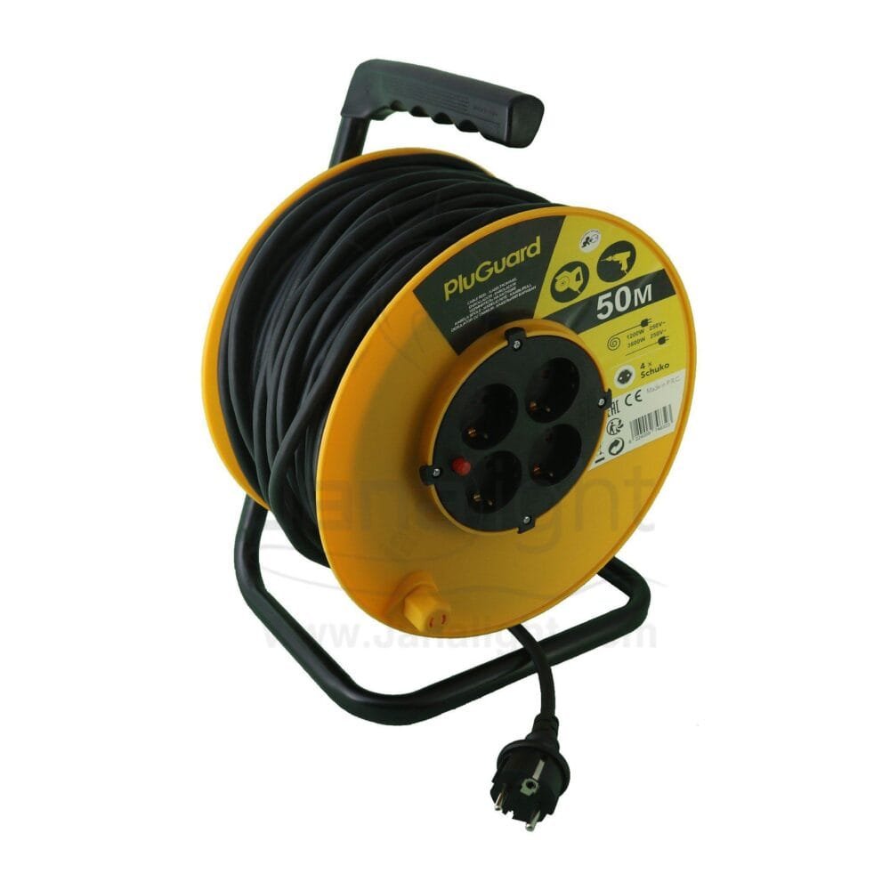 مشترك مصانع بكرة 4 مخرج بسلك 50 متر لوكCable Reel With 4 Sockets – 50 Meters