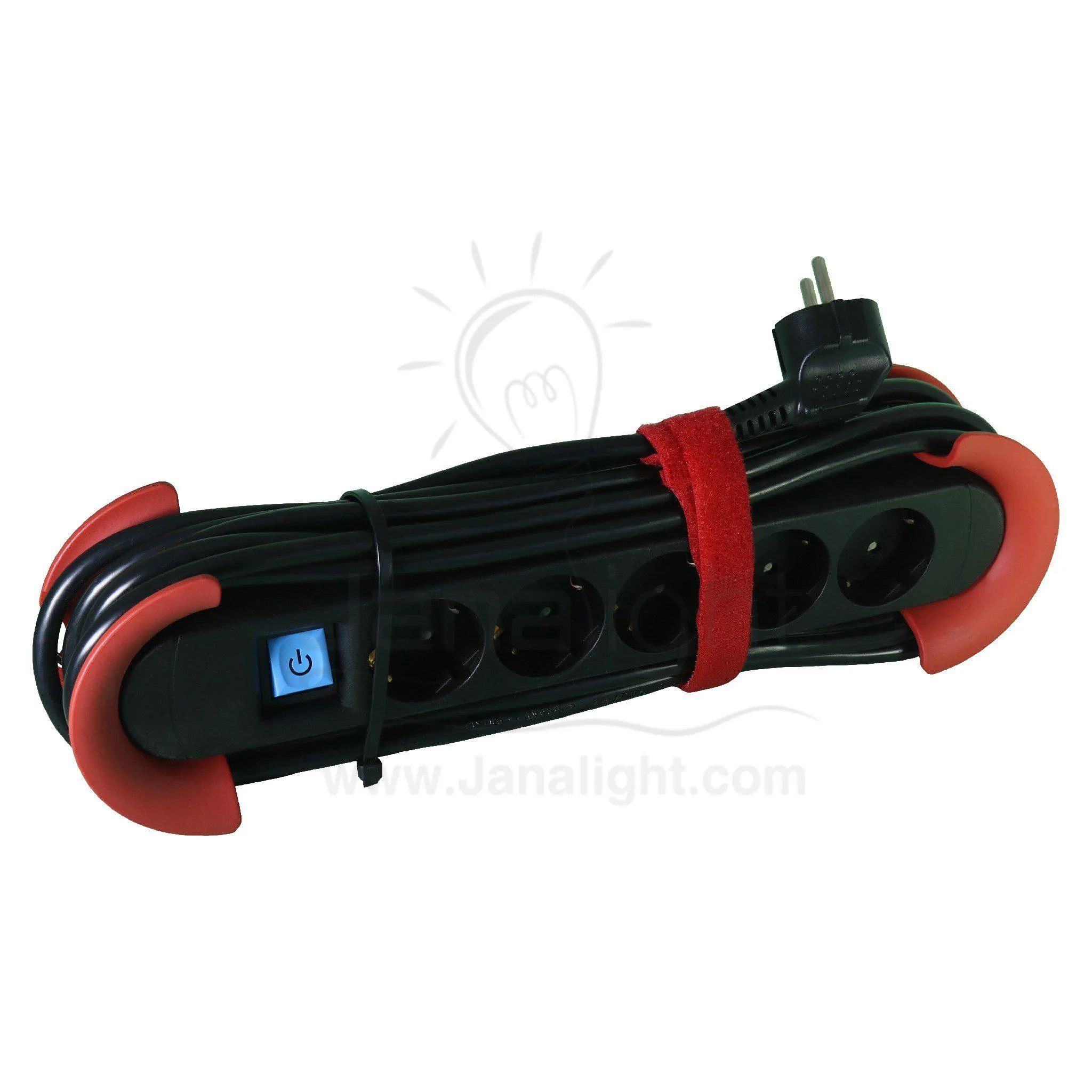 مشترك بالسلك 5 متر لوك مصانع 5 مخرج بمفتاح 16 امبير Multi Socket Plug / 5 Meters / Factory Lock 5 Socket Outlet With A Switch Of 16 A
