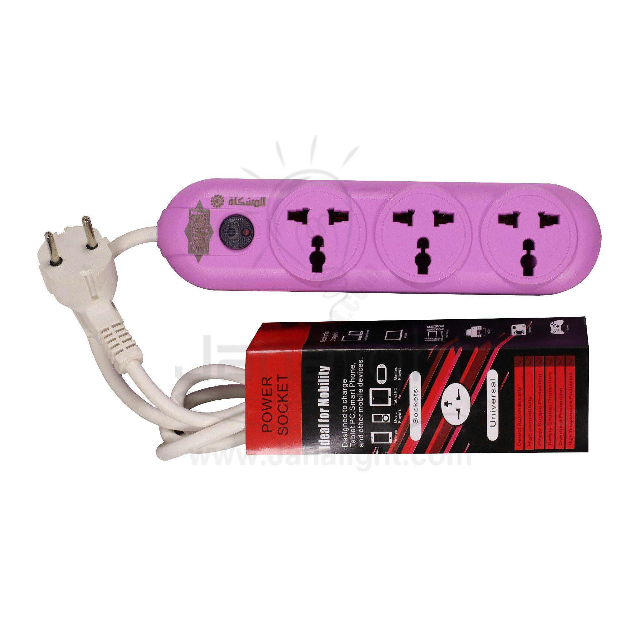 مشترك 3 عين انكليزي بسلك 2 متر multi socket plug 3-English socket outlet with 2-meter cabled codeHK 3023