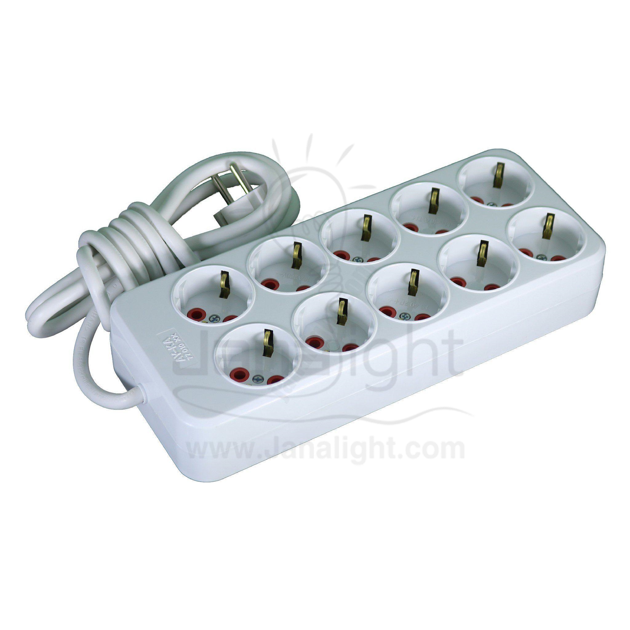 مشترك 10 عين تركي بسلك 2 مترmulti socket plug 10 socket outlet with 2 meter cabled Turkish